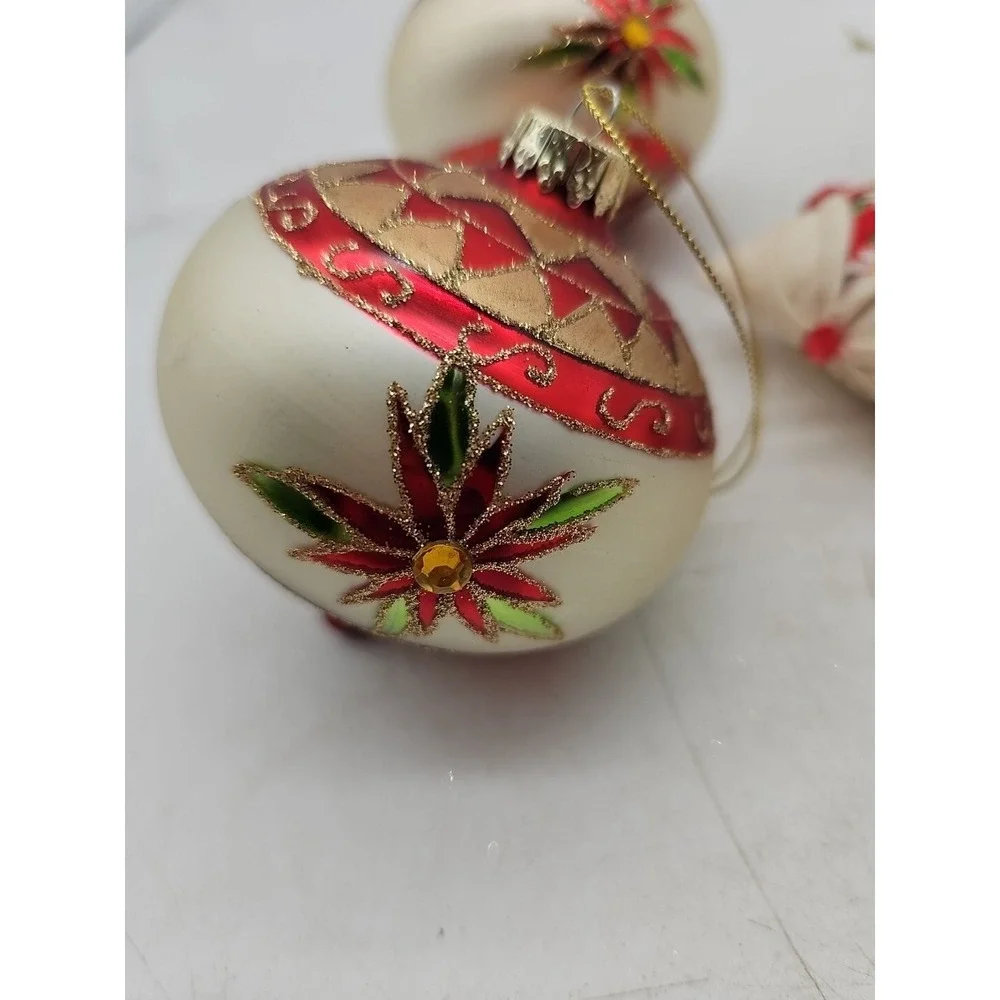 Vintage German Christmas Ornament Lot Qty 6 Blown‎ Glass Multicolored  Victorian